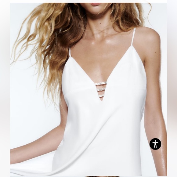 ZARA SATIN EFFECT JEWEL DRESS - Picture 13 of 16